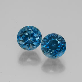 Gemas de topacio azul natural de  ct, corte redondo, VVS-VS