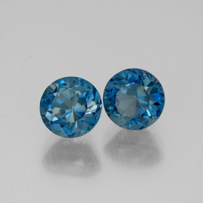 Gemas de topacio azul natural de  ct, corte redondo, VVS-VS