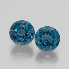 Gemas de topacio azul natural de  ct, corte redondo, VVS-VS