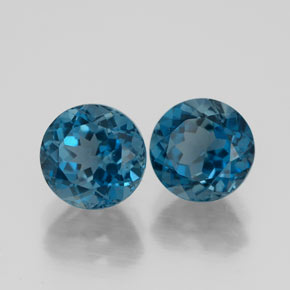 Gemas de topacio azul natural de  ct, corte redondo, VVS-VS
