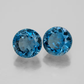 Gemas de topacio azul natural de  ct, corte redondo, VVS