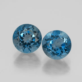 Gemas de topacio azul natural de  ct, corte redondo, VVS-VS