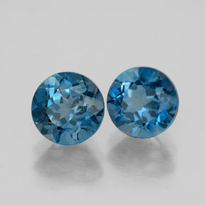 Gemas de topacio azul natural de  ct, corte redondo, VVS-VS