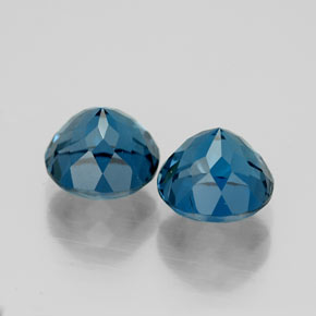 Gemas de topacio azul natural de  ct, corte redondo, VVS