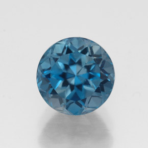 Topacio azul natural de 2,14 ct, corte redondo, VS