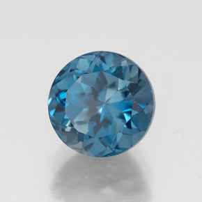 Topacio azul natural de 2,14 ct, corte redondo, VS