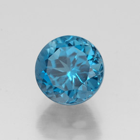 Topacio azul natural de 1,91 ct, corte redondo, VS-SI
