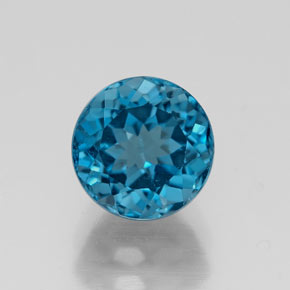 Topacio azul natural de 1,99 ct, corte redondo, VVS-VS