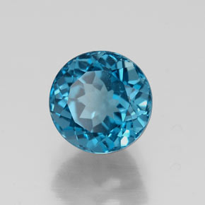 Topacio azul natural de 1,99 ct, corte redondo, VVS-VS