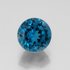 Topacio azul natural de 1,83 ct, corte redondo, VVS-VS