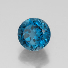 Topacio azul natural de 1,83 ct, corte redondo, VVS-VS