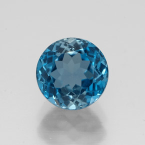 Topacio azul natural de 1,92 ct, corte redondo, VVS