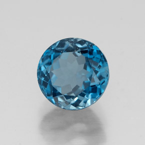 Topacio azul natural de 1,92 ct, corte redondo, VVS