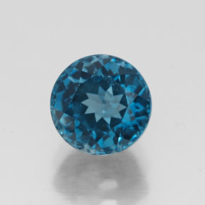 Topacio azul natural de 1,98 ct, corte redondo, VVS