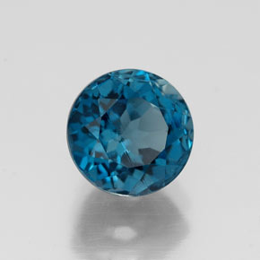 Topacio azul natural de 1,98 ct, corte redondo, VVS
