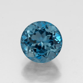Topacio azul natural de 1,90 ct, corte redondo, VVS