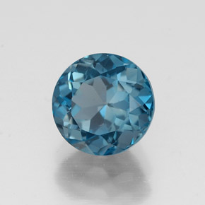 Topacio azul natural de 1,90 ct, corte redondo, VVS