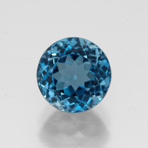 Topacio azul natural de 2,03 ct, corte redondo, VVS