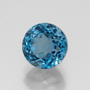Topacio azul natural de 2,03 ct, corte redondo, VVS