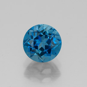 Topacio azul natural de 1,21 ct, corte redondo, VVS