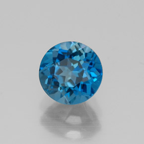 Topacio azul natural de 1,21 ct, corte redondo, VVS