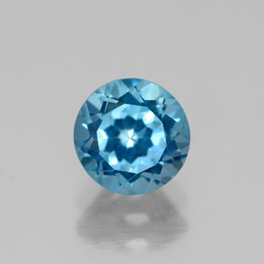 Topacio azul natural de 1,12 ct, corte redondo, VVS