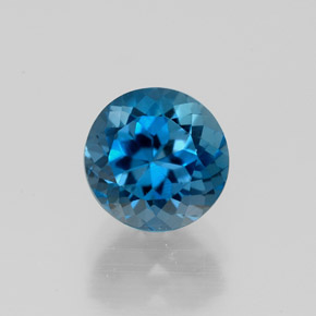 Topacio azul natural de 1,98 ct, corte redondo, VVS