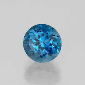 Topacio azul natural de 1,98 ct, corte redondo, VVS