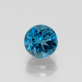 Topacio azul natural de 1,33 ct, corte redondo, VVS