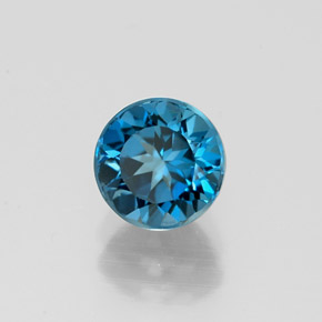 Topacio azul natural de 1,33 ct, corte redondo, VVS