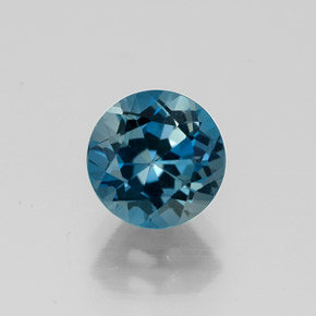 Topacio azul natural de 1,78 ct, corte redondo, VS