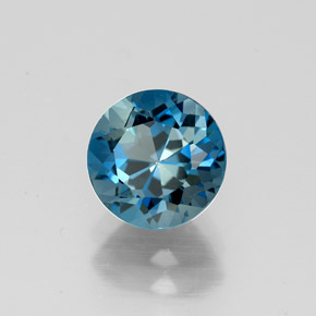 Topacio azul natural de 1,78 ct, corte redondo, VS
