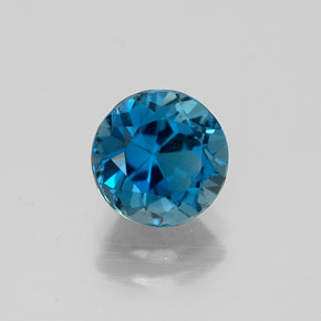 Topacio azul natural de 1,68 ct, corte redondo, VS
