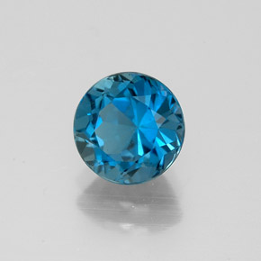 Topacio azul natural de 1,68 ct, corte redondo, VS