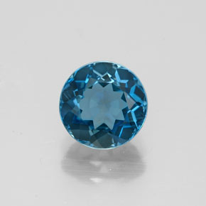 Topacio azul natural de 1,74 ct, corte redondo, VVS