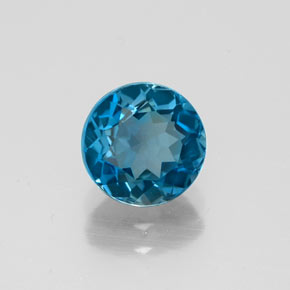 Topacio azul natural de 1,74 ct, corte redondo, VVS