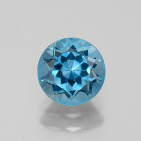 Topacio azul natural de 1,60 ct, corte redondo, VVS-VS