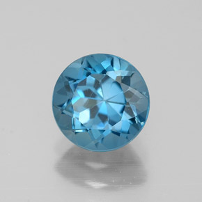 Topacio azul natural de 1,60 ct, corte redondo, VVS-VS