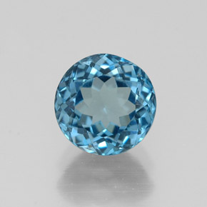Topacio azul natural de 1,85 ct, corte redondo, VVS-VS