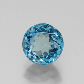 Topacio azul natural de 1,85 ct, corte redondo, VVS-VS