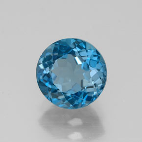 Topacio azul natural de 1,72 ct, corte redondo, VS
