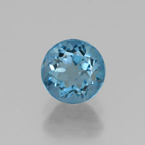 Topacio azul natural de 1,11 ct, corte redondo, VS