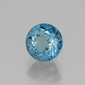 Topacio azul natural de 1,11 ct, corte redondo, VS