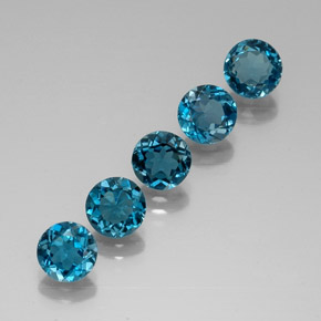 Gemas de topacio azul natural de  ct, corte redondo, VVS