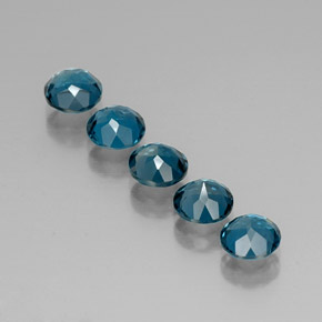 Gemas de topacio azul natural de  ct, corte redondo, VVS