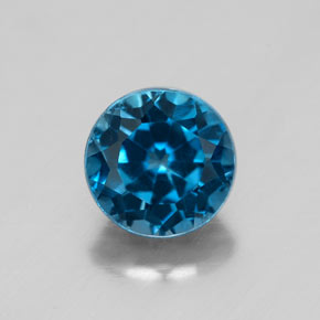 Topacio azul natural de 1,81 ct, corte redondo, VVS-VS