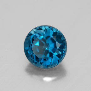 Topacio azul natural de 1,81 ct, corte redondo, VVS-VS