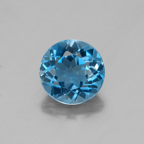 Topacio azul natural de 1,46 ct, corte redondo, VVS