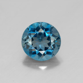 Topacio azul natural de 1,55 ct, corte redondo, VVS-VS