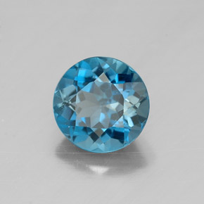 Topacio azul natural de 1,55 ct, corte redondo, VVS-VS